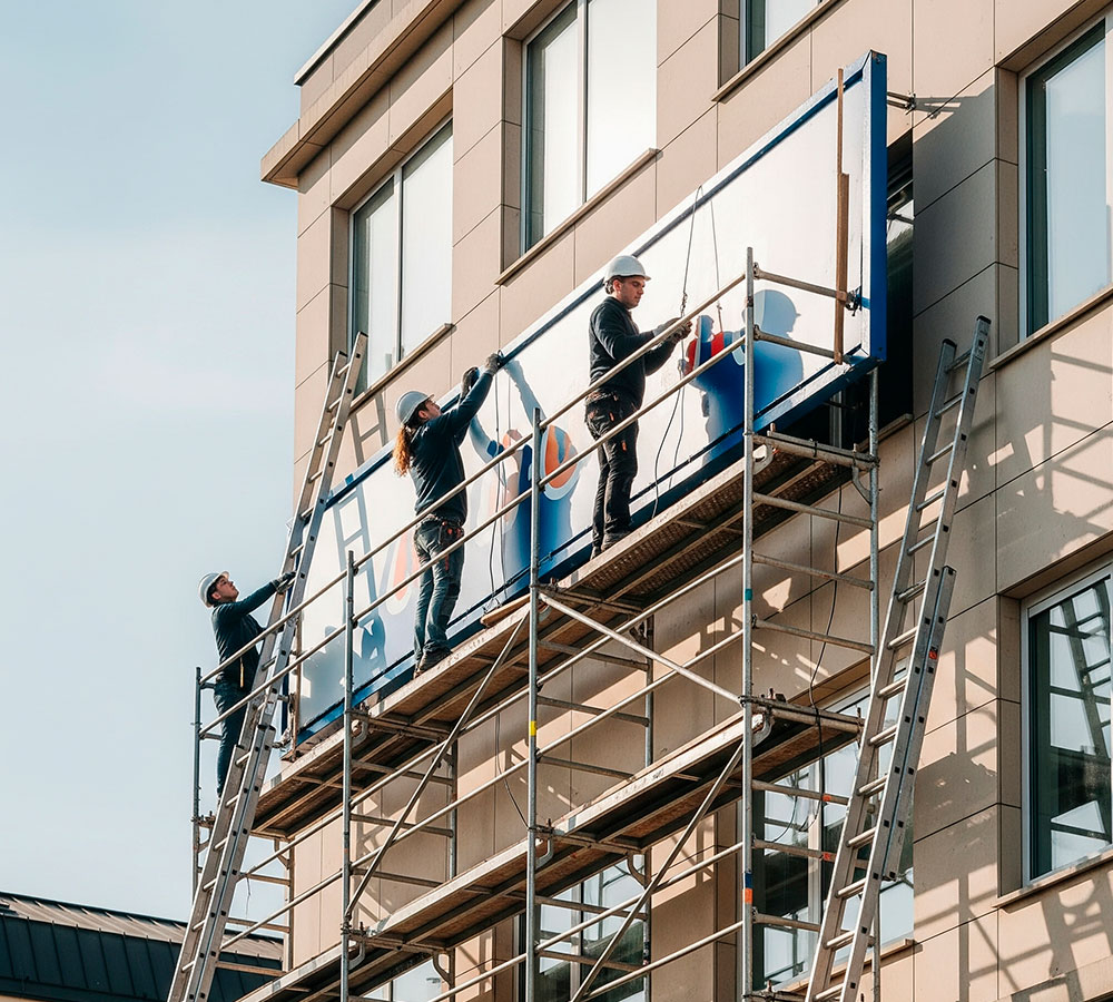 Instalación de letreros publicitarios con estándar profesional y enfoque comercial